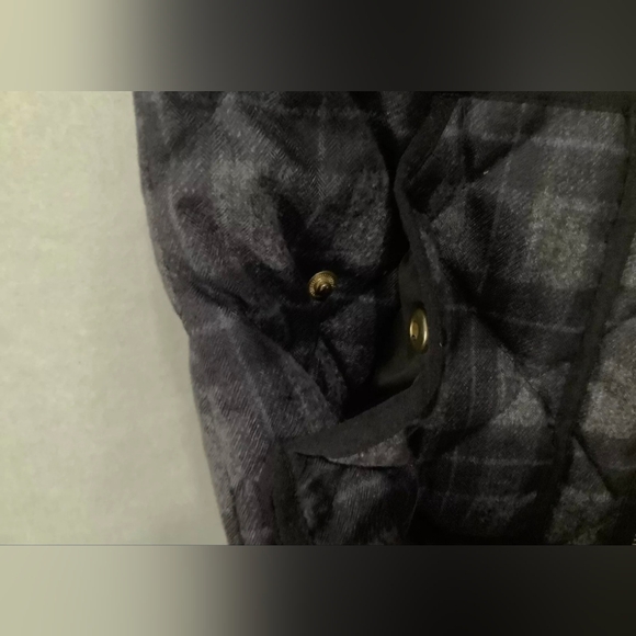 Ladies J. Crew Downs Puffer Vest Buffalo Plaid W/Black Trim LRG Zip Front - Picture 5 of 9